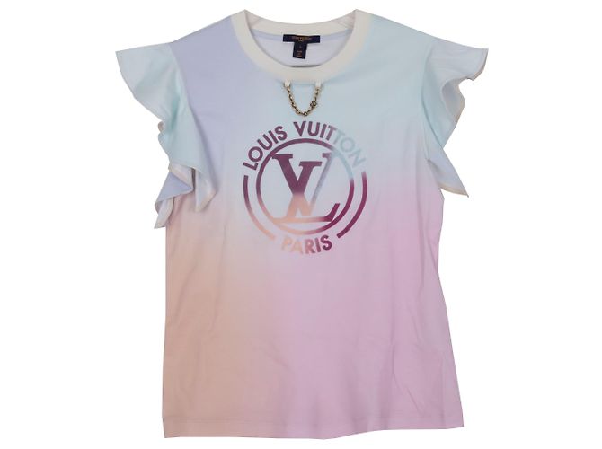 Louis Vuitton Camiseta de algodão com mangas de babados e degradê LV Circle Multicor