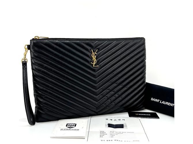 Saint Laurent Clutch trapuntata da donna nera Nero