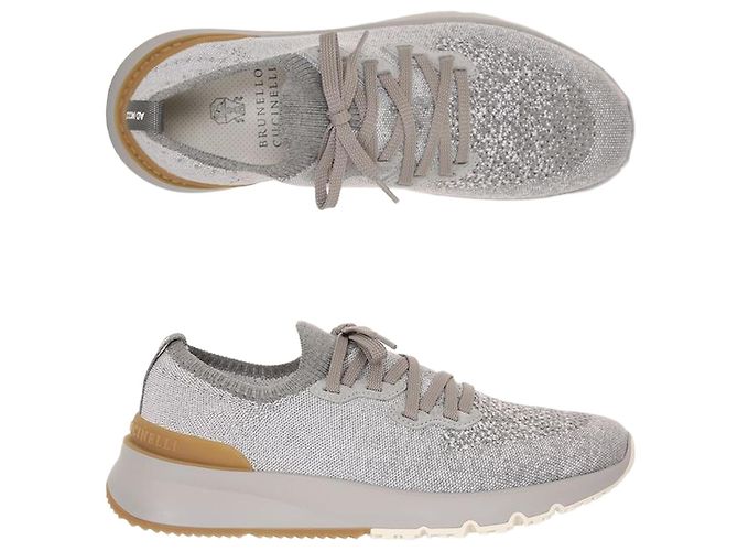 Brunello Cucinelli Cotton Knit Runner Sneakers Brown