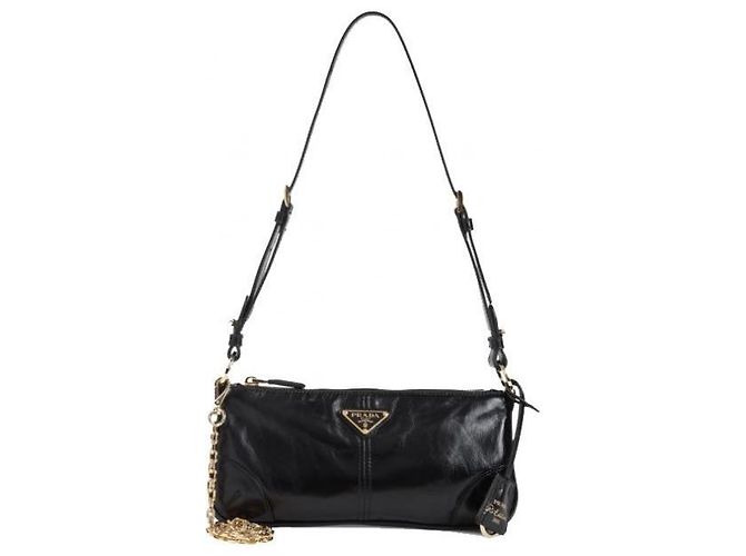 Prada Reedition Medium Leder Schultertasche Schwarz