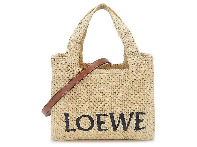 Loewe Mini sac cabas Font en raphia Orange