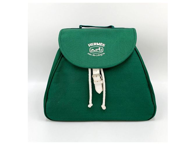 Hermès Sac cabas en toile vert vintage