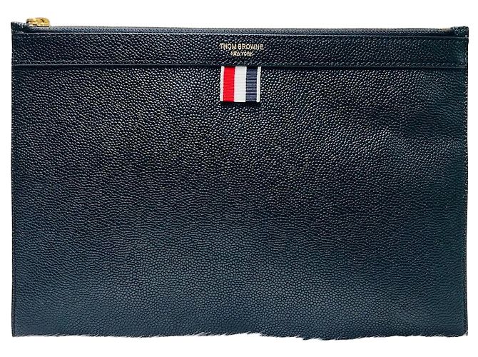 Thom Browne Stripe Medium Clutch Black