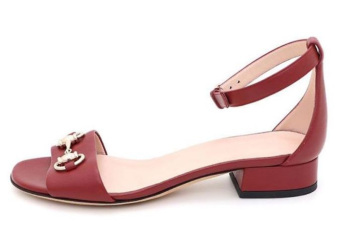 Gucci Strap Horsebit Sandals Red