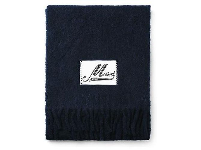 Marni Bufanda de alpaca con flecos Negro