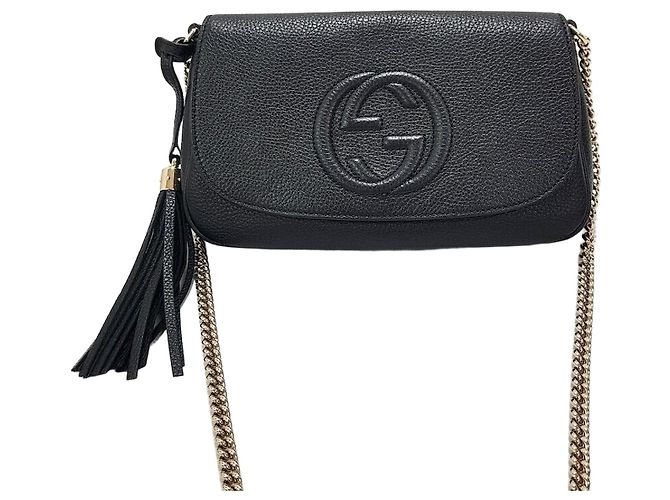 Gucci Bolsa transversal Soho com tassel e corrente Preto