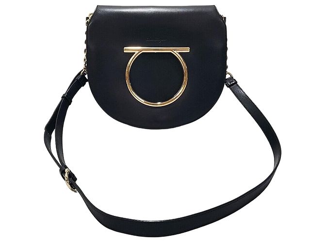Salvatore Ferragamo Borsa Gancini Flap Medium Nero