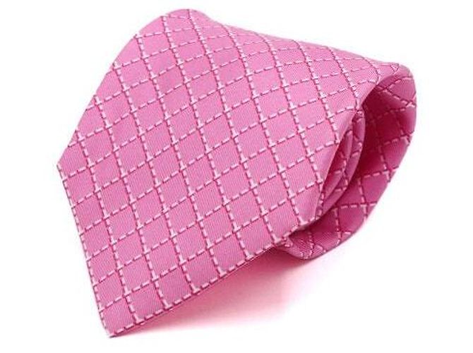 Hermès Gravata de seda acolchoada rosa