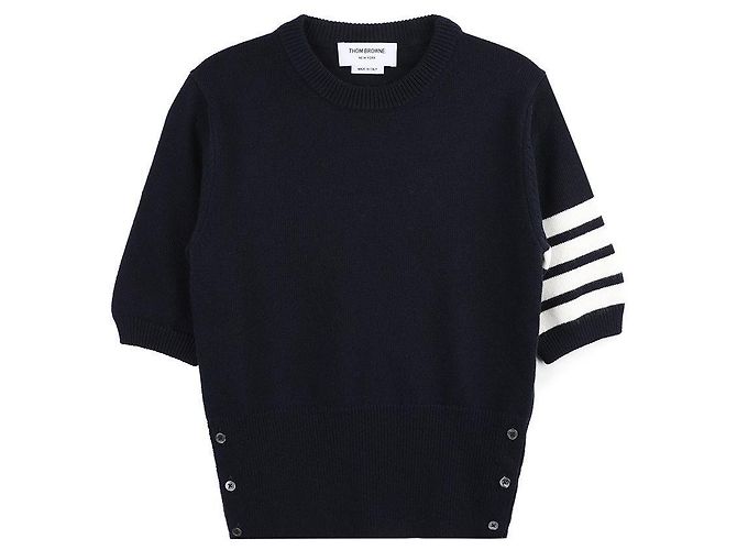 Thom Browne Maille intarsia à manches courtes Bleu