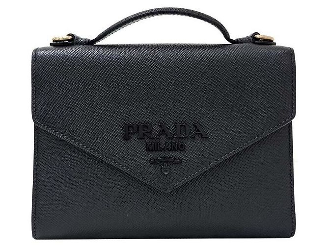 Prada Bolsa de ombro Saffiano monocromática Preto