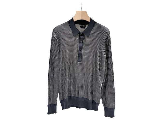 Tom Ford Polo a maniche lunghe in misto seta Multicolore