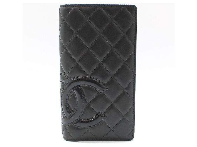 Chanel Black Lambskin CC Logo Long Wallet