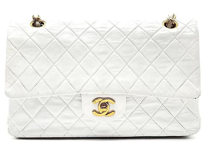 Chanel Lammleder Classic Medium Silber 