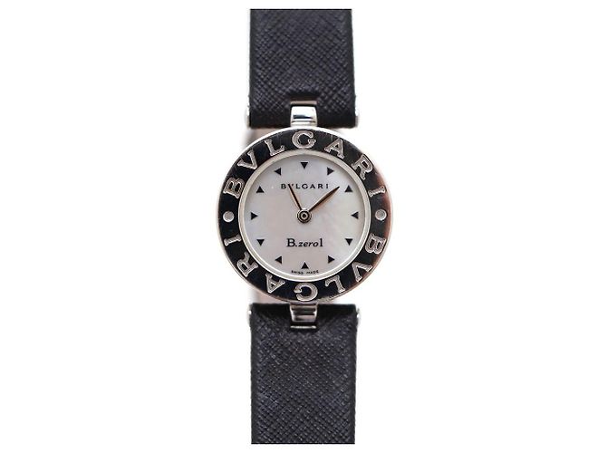 Bulgari Relógio de couro feminino em aço e quartzo Multicor