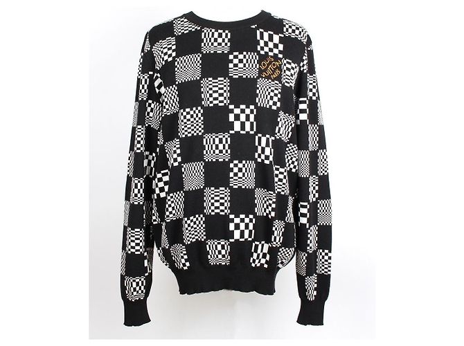 Louis Vuitton Distorted Damier Strickpullover XL Schwarz 
