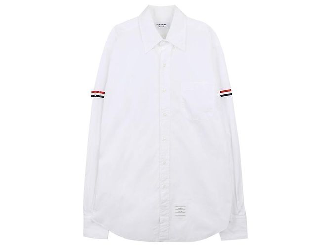 Thom Browne Camicia bianca con fascia RWB con maniche Bianco