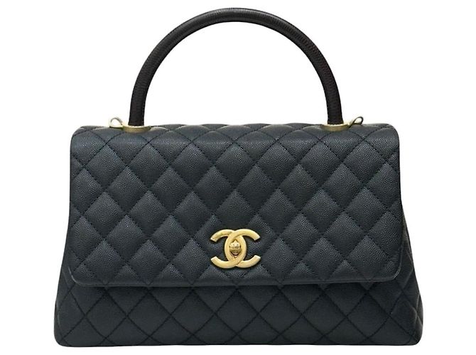 Chanel Bolso Tote Coco Handle Black Medium Series Negro
