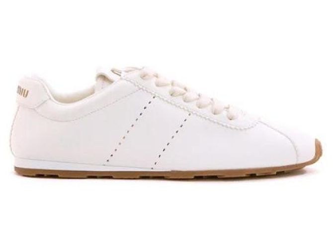 Miu Miu Baskets en cuir nappa Plume Blanc
