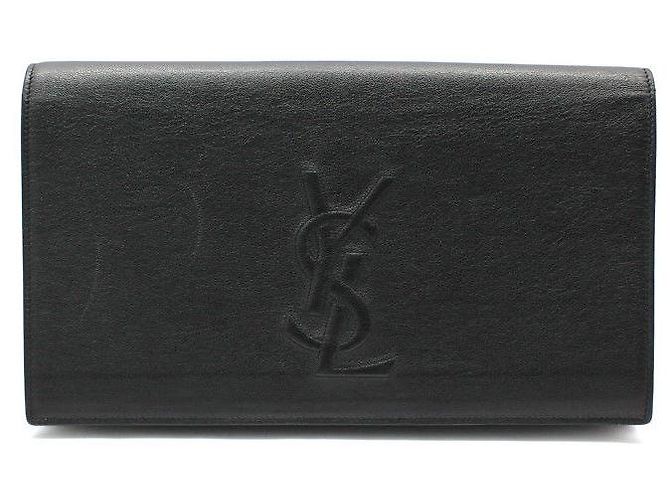 Saint Laurent Clutch Belture in pelle nera Nero