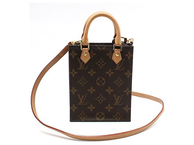 Louis Vuitton Bolsa transversal plana Monogram Petit Sac Marrom