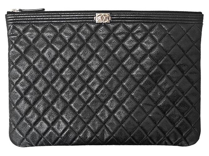 Chanel Caviar Boy Clutch Large Schwarz