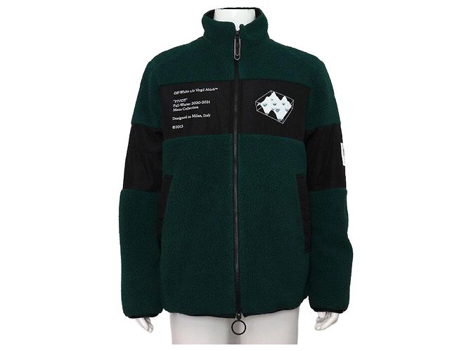 Off White Giacca in pile da uomo con shearling Verde