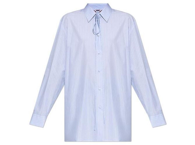Gucci Gestreiftes Baumwollhemd Blau