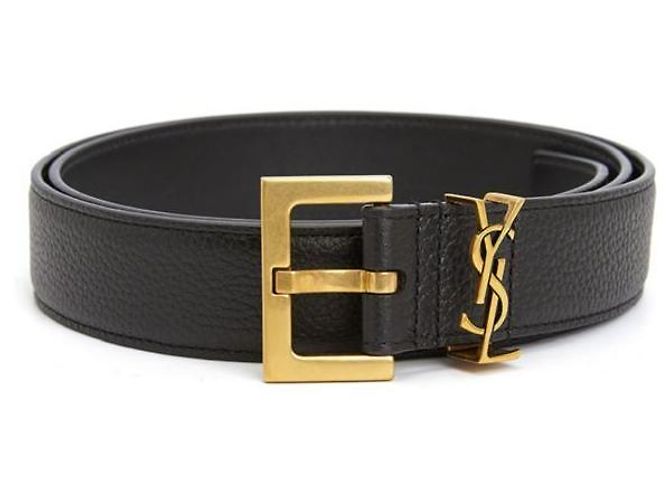 Saint Laurent Monogram Square Buckle Belt Black