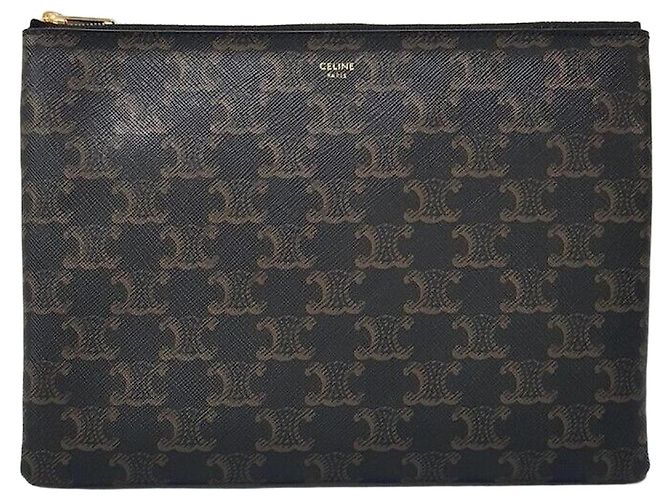 Céline Clutch Pouch em Canvas Triomphe Preto