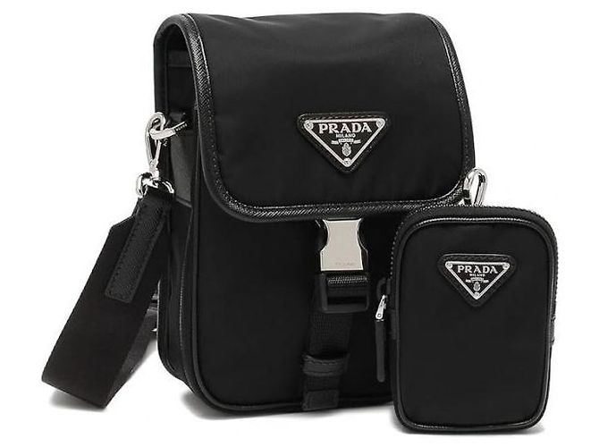 Prada Bolsa transversal em RE-NYLON e couro Preto