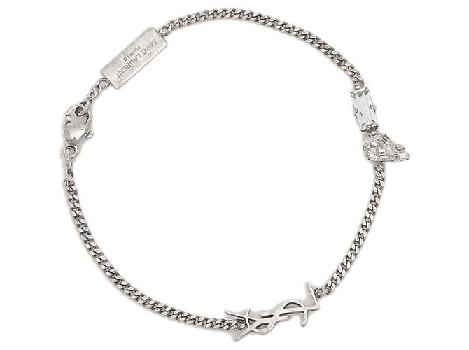 Saint Laurent Pulseira polida Prata
