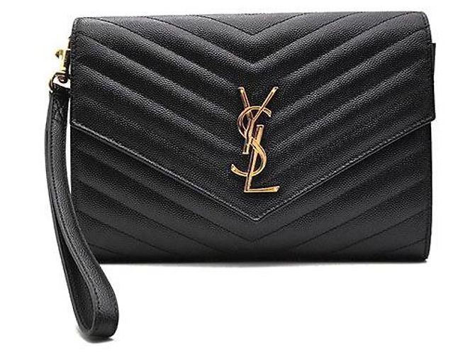 Saint Laurent Clutch com alça de envelope Monogram Preto