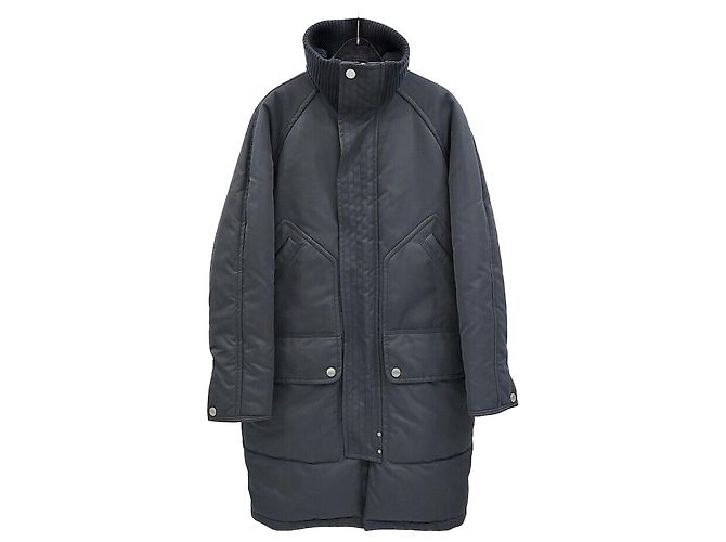 Hermès Matelassé Long Parka Padded Jacket Black