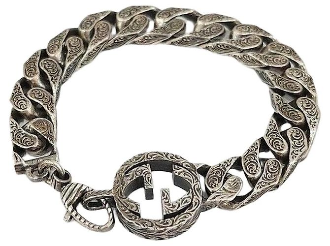 Gucci Women's Interlocking Silver Chain Bracelet Silvery