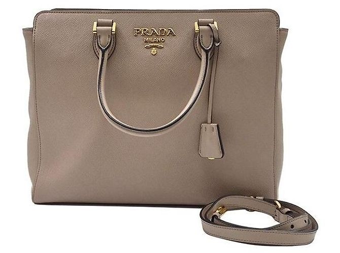 Prada Borsa Tote Saffiano con tracolla Marrone