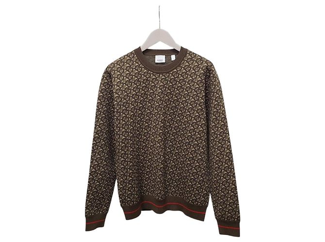 Burberry Brauner TB Jacquard-Baumwollstrickpullover 