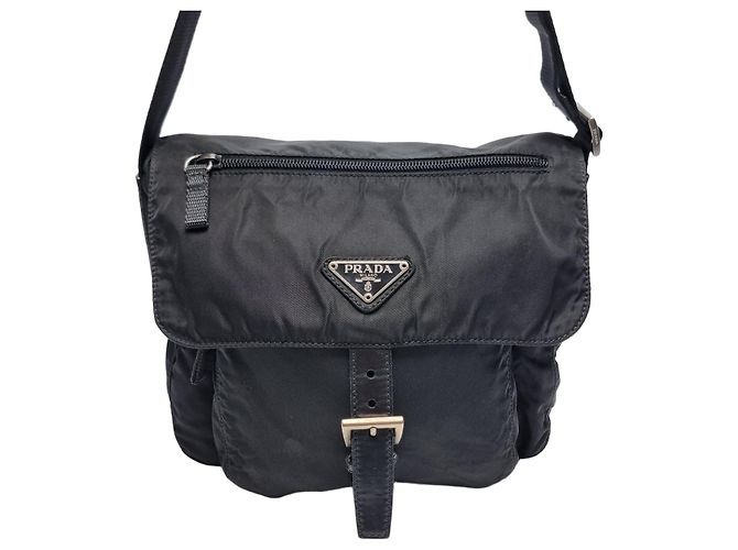 Prada Bolsa transversal de nylon preta Preto