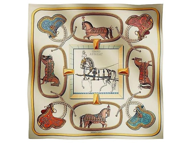 Hermès Pañuelo de seda Forever Blanco
