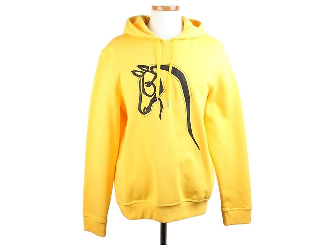 Hermès Leder-Horse-Kapuzenpullover Gelb