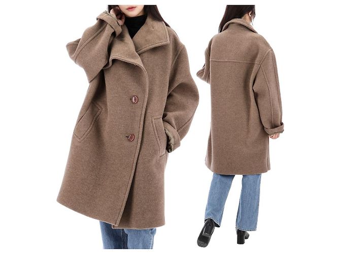 Acne Pernell Neck Oversized Wool Coat ADV Brown