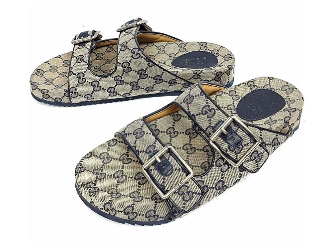 Gucci Sandali Slide GG Supreme Blu