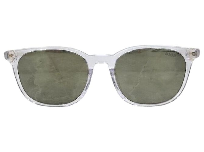 Dior Transparente Sonnenbrille mit goldenem Logo Silber