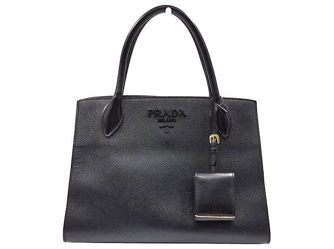Prada Tote e Borsa a Spalla Saffiano Monochrome Nero