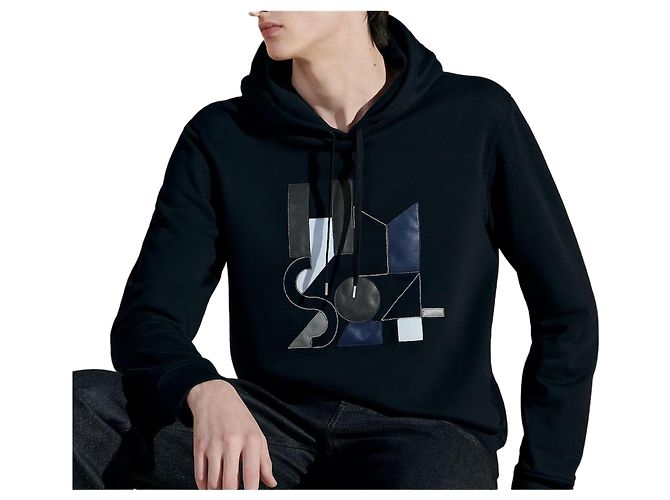 Hermès Maglione con cappuccio e dettagli in pelle da uomo Multicolore