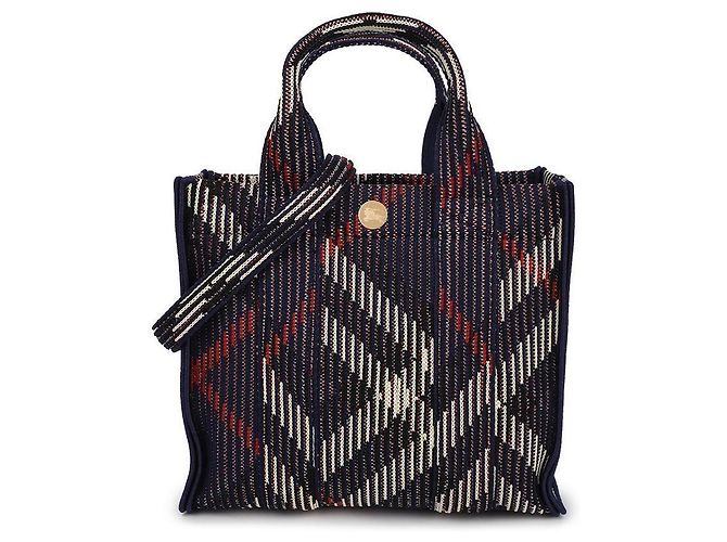 Burberry Mini Check Knit Tote Bag Schwarz
