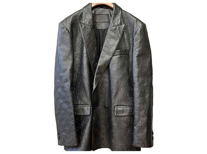 Gucci GG Logo Double Blazer Jacket Black