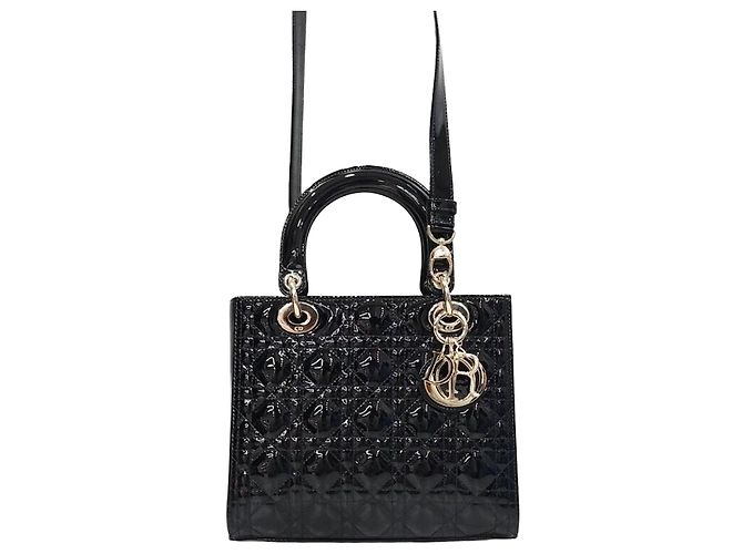 Dior Sac Medium Lady Noir Vernis