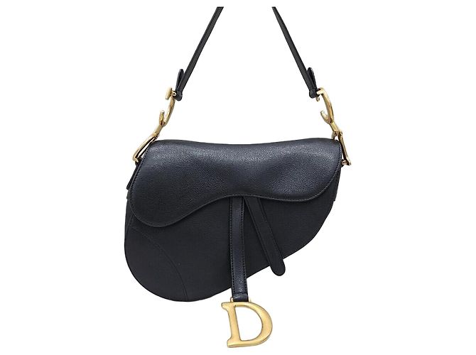 Saddle Dior Borsa a tracolla in pelle nera Argento