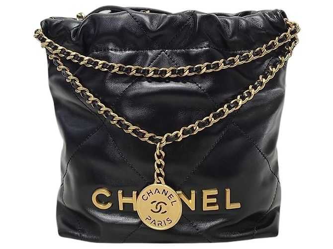 Chanel Mini borsa hobo nera e oro Nero