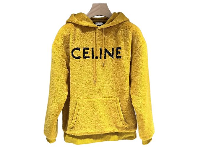 Céline Moletom Alpaca com Logo de Glitter Amarelo